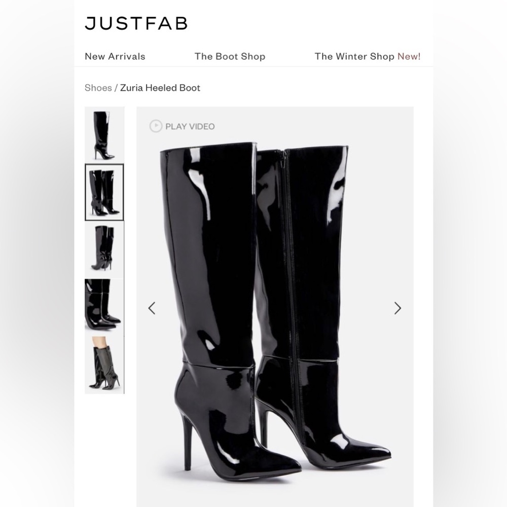 JUSTFAB - ZURIA BOOTS - VEGAN PATENT LEATHER - LADIES - SIZE 7.5 - NWOT